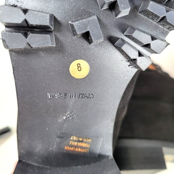 GRIGIO ARANCIO Made In Italy Leopard Laced Up Suede Booties Black  US 8 EU 38 - Picture 11 of 16